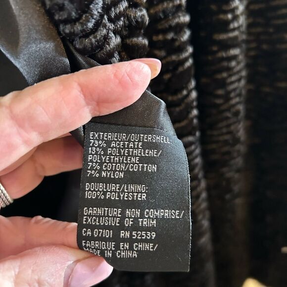 Utex Black Boucle lined Mid length Textured Faux Fur Swing Coat Vintage Size L - Picture 5 of 14